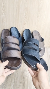 Dép da nam 3 quai cao cấp đươc may đế bảo hành 12 tháng đen nâu  🔹Mã Sản Phẩm: dép 3 quai đen