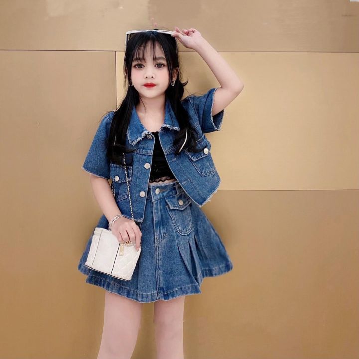 ST/22 Chân váy jean xếp ly dáng chữ a kèm đai jean thời trang có ảnh thật  SẴN M, L, XL | Shopee Việt Nam