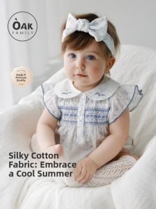 OAK FAMILY | Pure Cotton Summer Romper Suit For Newborn Babies Short Sleeve Baby Wrap All Cotton Taffeta One-Piece Clothes Baby Crawling Suit