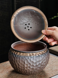 Retro Double Layer Ceramic Tea Washing Basin Wet And Dry Separation Waste Water Basin Tea Dregs Bin Storage Container Tea Tableware