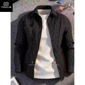 YOULIN | Skin Tone Enhancing Plaid Dyed Long Sleeve Mens Shirt Jacket