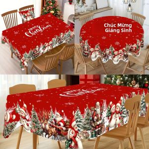 Khăn Trải Bàn Giáng Sinh Đỏ 2025 Trang Trí Nhà Cửa Giáng Sinh Noel Phong Cách Hiện Đại Chất Liệu Polyester Dùng Làm Quà Tặng Năm Mới