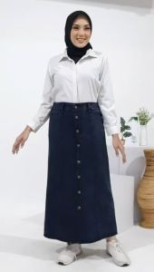 BB 40-70 ROK JEANS KANCING HIGHWAIST WANITA DEWASA