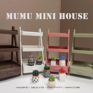 Mini Toy Shelf Miniature Flower Stand Small Model Artificial Cactus Green Plant Succulent Kids Play House Small Ornaments