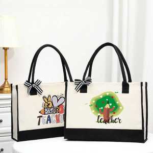 Fashionable Tote Bag Personalized Print Handbag Graduation Season Teachers Day Gift Womens Shoulder Bag Simple Style Creative Gift