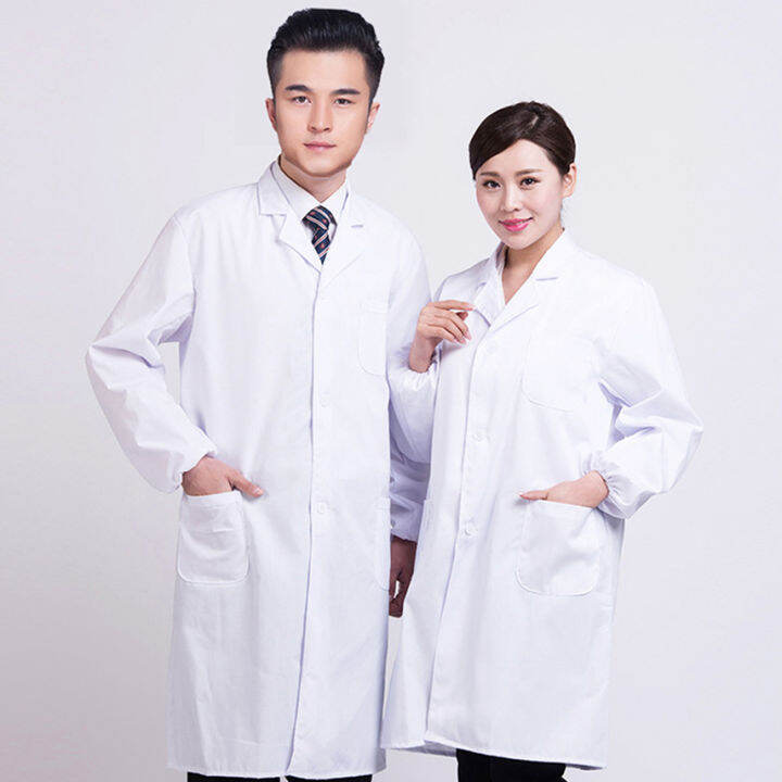 White Laboratory Coat Unisex Lab Coat Long Sleeve Lab Coat Doctor Laboratory Lab Gown Coat For 6852