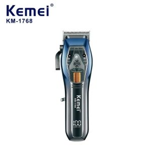 Kemei KM-1768 Kim Loại Cơ thể chuyên nghiệp tóc Clipper có thể sạc lại 9000 rpm cao động cơ Tốc độ máy cắt tóc LCD bằng điện hiển thị tông đơ cắt tóc