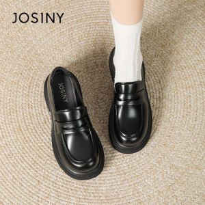 Josiny | Thick Sole Loafers Easy On/Off New Spring Autumn English Style JK Black