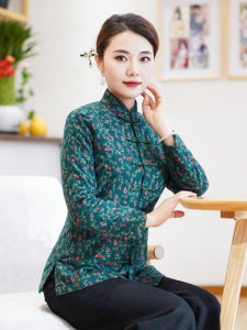 New Chinese Style Womens Cotton Jacket Floral Print Warmth Inner Filling Traditional Ethnicity Fashion Winter New Arrival