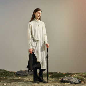 Elegant Long Printed Womens Shirt Loose Modern Chinese Style 2026 Fall