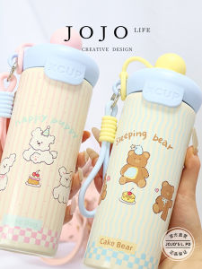 Portable Stainless Steel Straw Cup High Aesthetic Value for Students Outdoor Use Jojos Lunju Cute Style round Cylinder Shape