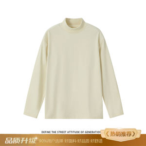 เสื้อเชิ้ตคอปกสูงแบบสวมหัวแขนยาวผ้าขนแกะสีดำ ทรงสลิมฟิต สำหรับผู้ชาย ฤดูใบไม้ร่วง/ฤดูหนาว ปกติ ปกติ ปกติ