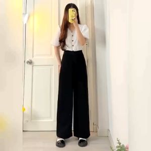 QUẦN ỐNG RỘNG KHÓA SƯỜN cạp cao tôn dáng lên form cực chuẩn