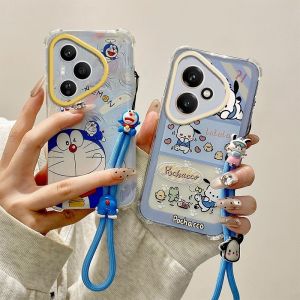 เคสโทรศัพท์ Honor400 Honor 400 Pro Honor400Pro 5G เคสการ์ตูนภาพน่ารักพร้อมสายคล้องตุ๊กตาสี่มุมป้องกันเลนส์ดูดซับแรงกระแทกกรอบด้านหลังซิลิโคนนิ่ม