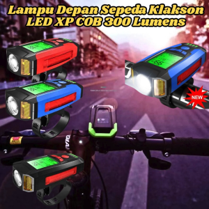 KING Lampu Depan Sepeda super terang Klakson Speedometer LED XPG COB 300 Lumens with LCD - AS0808