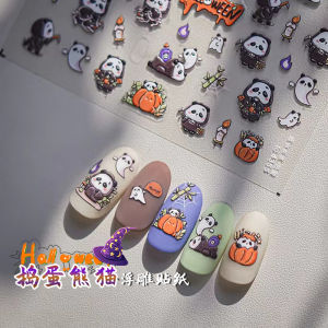 Manicure Halloween Stickers Trick Or Treat Panda Pumpkin Skull Ghost XINGX Witch Back Glue Nail Sticker Flower Ornaments