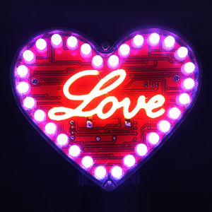 LED Heart-Shaped Flow Light DIY Electronic Kit with 7 Colors LED Lights Battery Powered DIY Soldering Practice Kit