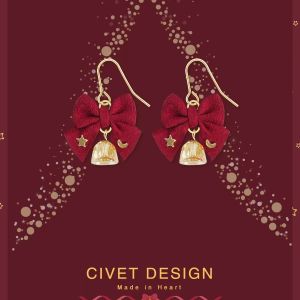 Adorable Vintage Star Moon Butterfly Knot Crystal Bell Earrings for Women No Piercing Required Fashionable Holiday Jewelry