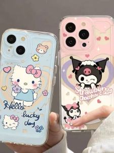 Kurokos Cartoon Cat Full Cover Realme Phone Case Womens Style Silicone Protective Shell Compatible with Multiple Models