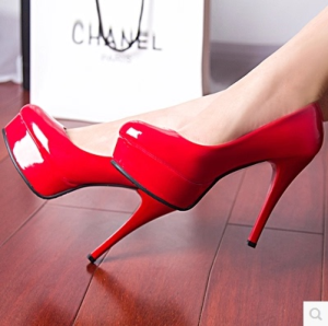 Giày Cao Gót Đế Bằng PU Chống Thấm Nước Mũi Tròn Màu Đỏ Đen Trắng Thanh Lịch Đế Cao 11CM Phong Cách Mới Cho Nữ