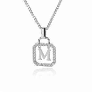 Custom Alphabet Lock Necklace Sterling Silver