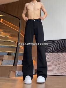 กางเกงยีนส์ทรงตรงทรงสลิมฟิตสำหรับผู้ชาย กางเกงยีนส์ทรงเข้ารูปสไตล์อเมริกันไฮสตรีท สีดำ ทรงเข้ารูป ทรงเข้ารูป สำหรับคู่รัก ฤดูใบไม้ร่วง