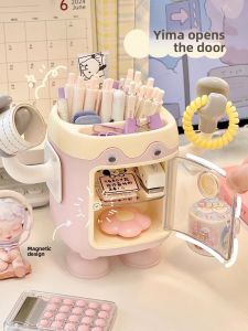 Cute Piggy Bank Organizer Box Desktop Office Student Supplies Creative Storage Container Pen Holder Multi-Functional PP Material