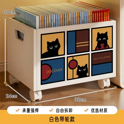 Movable Storage Bookshelf with Wheels