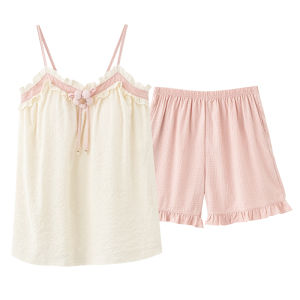 MiiOW | Cat Woman Summer Sleepwear Set With Chest Pad Short Pants Outdoors Wearable Home Clothes Thin Polyester Fiber Skin Friendly