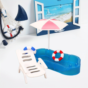 Mini Beach Set Toy Beach Chair Pool Toy Scene Model Dollhouse Accessories