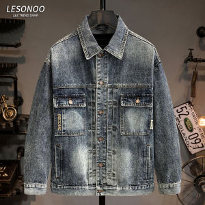 LIANSENNIAO | Áo Khoác Nam Mỹ Phong Cách Nặng Rửa Retro Rộng Thoáng