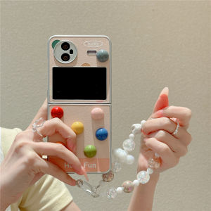 Simple Ins Style Colorful Ball Dot Pattern Vivo X Flip Phone Case Protective Cover Foldable Screen New Model Full Protection Anti-Fall Lamb Skin Trendy Women