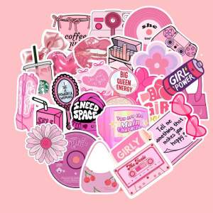 15 Pcs| 30 pcs | 55 pcs | 70 pcs | 100 pcs Pink Sticker Glossy Waterproof Aesthetic Coquette GIFT IDEAS