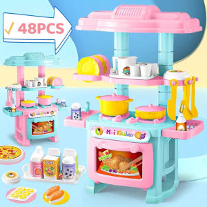 48pcs Mini Kitchen Playset Toys Kids Cooking Toys Set House Play Girls Boys Little Chef Role-playing Cookware Toy