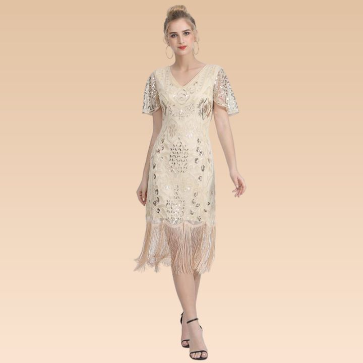 Sequins Tassel Dress Vintage Tassel Dress Party Gown Festival