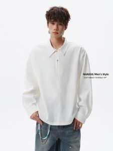 NANSSE | Stylish Loose American Shirt White Long Sleeves
