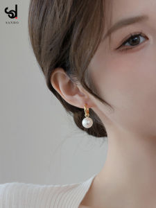 Elegant Pearl Silver Earrings Womens Fashion round Face Design Pure Silver Ear Jewelry Fresh 2023 Spring Collection