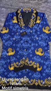 Baju Batik Korpri Wanita Krah Hitam Lapis Furing