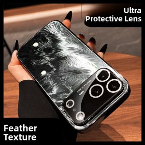 DAIMANG | Full-Cover Lens Case for iPhone 17 Pro Max Aurora Feather Dyeing Anti-Shock Protective Case for Men and Women