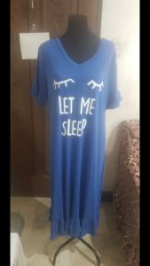 SLEEP WEAR DRESS V-NECK "Let Me Sleep" (Large Size)