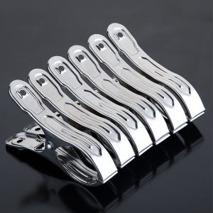 6PCS Stainless Steel Large Clothes Pegs Windproof Sealing Clip Clothes Pins Bed Sheet Holder Home Storage Organizer Drying Hanger