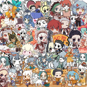 Cartoon Q Version Transparent PET Stickers 50 Pieces Guitar Luggage Decoration DIY Waterproof Stickers for Notebook