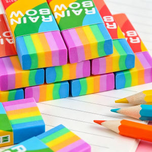 Rainbow 2B Pencil Eraser Soft PVC Material Non Feathered for Writing Drawing Kawai Stationery School Office Lovely Study Supply