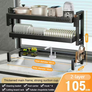 Rak Cuci Piring Wastafel Rak Dapur Anti Karat Stainless Steel Rak Piring Dengan Aksesoris Dapur Terdapat Tempat Pemotong Sumpit Dan Talenan