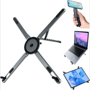 XMSJ | Laptop Stand for Desk Foldable Aluminum Alloy Magnetic Computer Riser Car mobile phone holder Magnetic Mount 8-Angle Adjustable