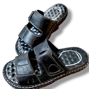 รองเท้าแตะชายสุขภาพ เย็บพื้น มีปุ่มนวดเท้า ไซร์40-45 สีดำ สีตาล