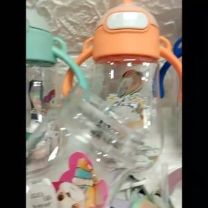 BOTOL MINUM ANAK 2669 LUCU BOTOL MINUM KUPING DI LENGKAPI SEDOTAN DAN TALI PANJANG BPA FREE 400ML 2669