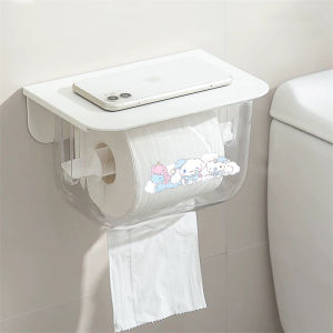 Sanrio Toilet Paper Box Bathroom Transparent Wall Mounted Tissue Holder Roll Paper Rack Rectangular Storage Organizer Box