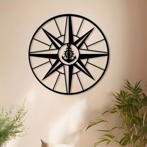 CIFbuy | CIFBUY Metal Wall Art Nautical Compass Hook Rack Vintage Iron Home Decor for Living Room Lounge Outdoor Functional