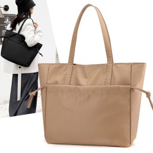 Double-Layer Nylon Tote Bag Ladies Casual Commuter Handbag Travel Large Capacity Shoulder Bag Soft Structure Washable Ladies Bag